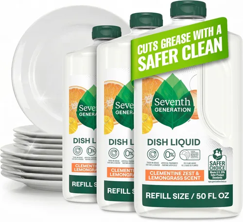 Seventh Generation - Recarga de lavado de manos y platos, Hierba de limón y clementina, paquete de 3 x 50 onzas