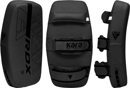 Miniatura 9 de RDX Almohadillas Tailandesas Curvas Kickboxing Muay Thai con Mango de Agarre Sólido, Cuero de Piel Maya KARA Escudo de Golpes para Rodillas, Codos