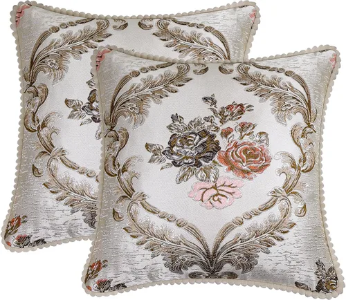 Miniatura 25 de SZHELEJIAM Juego de 2 fundas de almohada con volantes de 12 x 20 pulgadas, fundas de cojín decorativas de felpilla suave jacquard para sofá