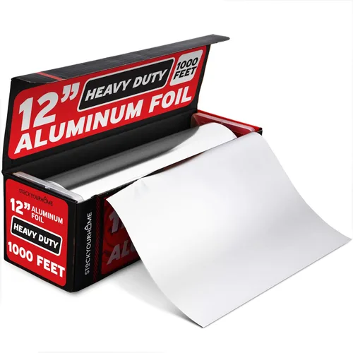Stock Your Home Rollo de papel de aluminio resistente, 1000 pies x 12 pulgadas de ancho, rollos de papel de aluminio antiadherente, papel de