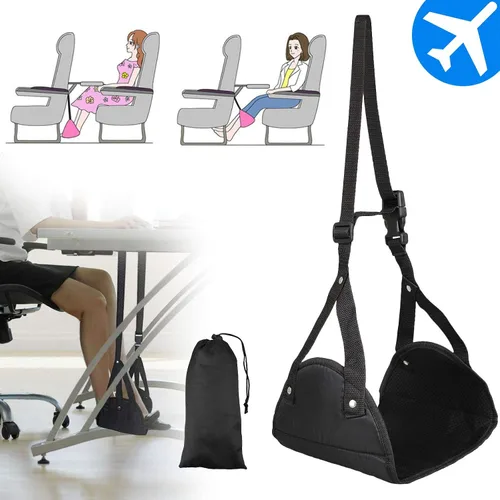 Miniatura 5 de Reposapiés de avión – Reposapiés para artículos esenciales de viaje en avión, hamaca portátil para debajo del escritorio para tren, autobús, vuelo