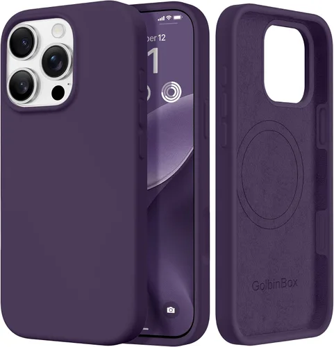 Miniatura 39 de GolbinBox Funda magnética para iPhone 17, compatible con MagSafe, cubierta de silicona integrada para control de cámara, funda de silicona líquida a
