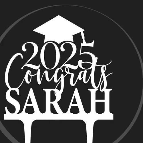 Miniatura 3 de Decoración personalizada para tartas de graduación – Decoración para tartas de graduación con nombre y fecha – Decoraciones acrílicas personalizadas