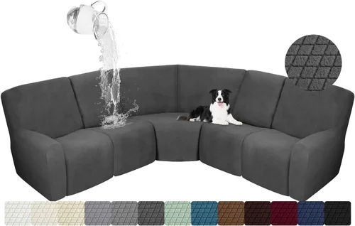 Miniatura 19 de ALIECOM Funda para Consola Central de Sillón Reclinable, Funda Elástica para Sofá Seccional Reclinable en Forma de L, Funda de Esquinas para Sofá