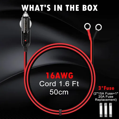 Miniatura 7 de CUZEC Adaptador de encendedor de cigarrillos macho de 15 A, cable de alimentación de 1.6 pies / 1.6 ft 16 AWG para inversor de automóvil, bomba