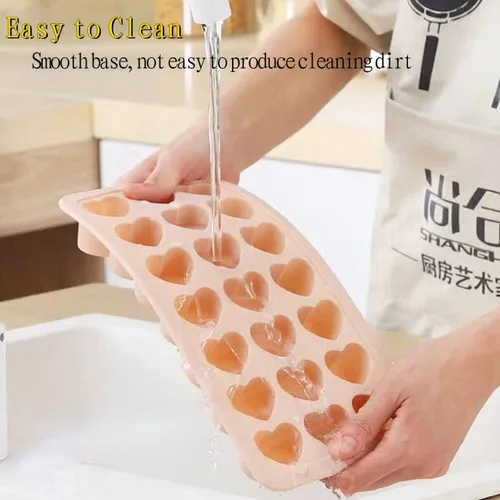 Miniatura 6 de Paquete de 2 bandejas para cubitos de hielo en forma de corazón, bandeja de silicona para cubitos de hielo de 42 agujeros con tapa, sin BPA y aptas