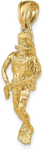 Miniatura 5 de Jewels By Lux 14K Yellow Gold 3D Scuba Diver Pendant
