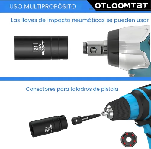 Miniatura 7 de OTLOOMTBT Juego de 14 piezas de 1/2 pulgada de enchufes de impacto súper resistentes y duraderos, enchufes profundos métricos gruesos de grado