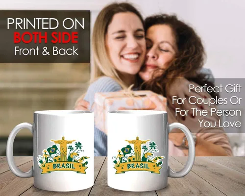 Miniatura 5 de Taza de café de Brasil de 11 onzas, bandera de Brasil, Río de Janeiro, fútbol, fútbol Art Deco, estatua de recuerdo para viajeros, hombres