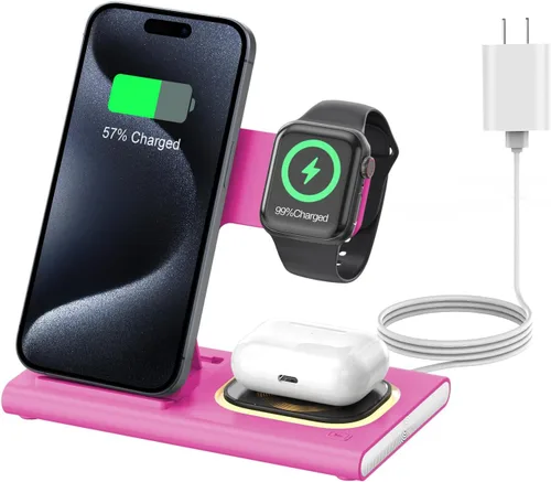 Miniatura 10 de Estación de carga 3 en 1 para iPhone 17 - Cargador inalámbrico para productos Apple para iPhone 17 16 15 14 13 12 11 Pro Max - Estación de carga Azul