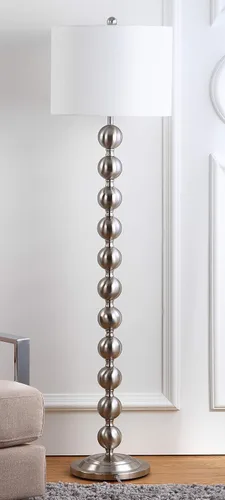 Miniatura 5 de SAFAVIEH - Colección de iluminación Reflections - Lámpara de pie moderna de granja rústica apilable de bola de níquel de 59 pulgadas, para sala