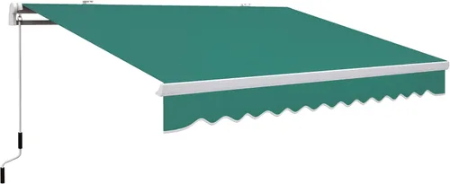 Miniatura 22 de Outsunny - Toldo retráctil de 10 x 8 pies, toldo para patio, toldo para sol con manivela manual, tela resistente a los rayos UV y al agua y Rayas