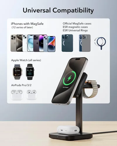Miniatura 7 de ESR Estación de carga inalámbrica 3 en 1 para Apple [certificado], cargador portátil para Apple Watch y soporte de cargador MagSafe, cargador
