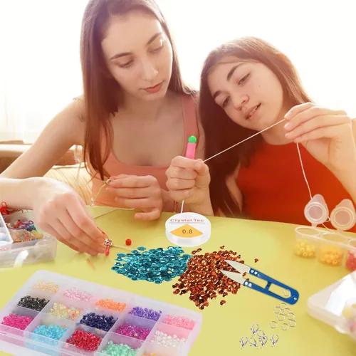Miniatura 5 de CCINEE Kit de 10322 piezas de cuentas de semillas de vidrio y lentejuelas sueltas, cuentas de manualidades pequeñas de 4 mm, cuentas diminutas de 6