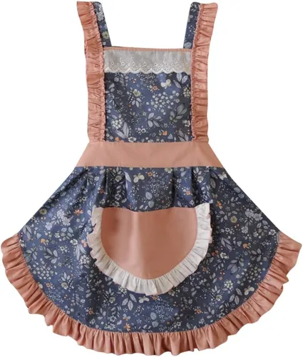 Miniatura 12 de CRB Fashion Delantal para mujeres para cocinar y hornear Delantales de chef de cocina para damas, mujer, con bolsillo Floral rosa