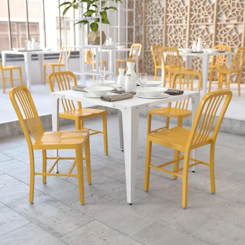 Miniatura 2 de Flash Furniture Gael - Juego de 2 sillas de metal amarillo para interiores y exteriores de grado comercial