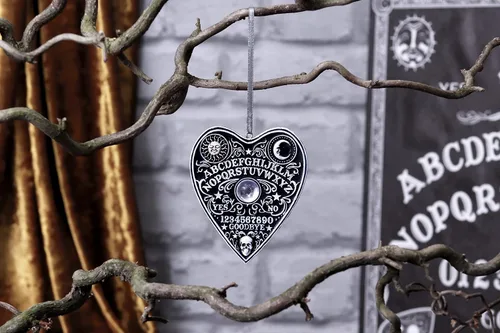 Miniatura 5 de Nemesis Now Spirit Board - Adorno colgante de planchette de 3.3 in, resina, negro, adorno colgante de tablero espirituoso, decoración festiva