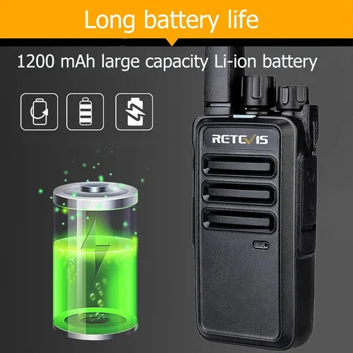 Miniatura 4 de Retevis Walkie Talkies RT68 para adultos, radios de 2 vías de largo alcance, manos libres, batería de 1200 mAh, walkie talkie portátil recargable
