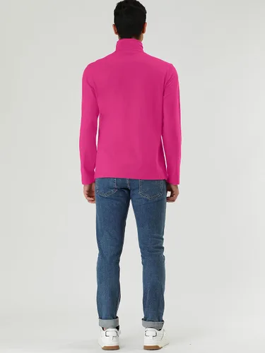 Miniatura 5 de uxcell Camiseta de cuello alto para hombre, ajuste entallado, manga larga, cuello de tortuga