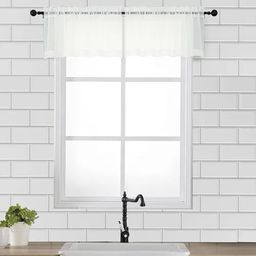 Miniatura 114 de OVZME - Cortinas traslúcidas blancas de 45 pulgadas de largo, 2 paneles, cortinas de gasa con bolsillo para barra para ventanas pequeñas, cada una