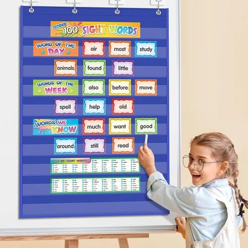 Miniatura 7 de EAMAY Tablas de bolsillo estándar, tabla transparente de 10 bolsillos para lecciones de profesores en un aula o uso doméstico, se adapta a tiras