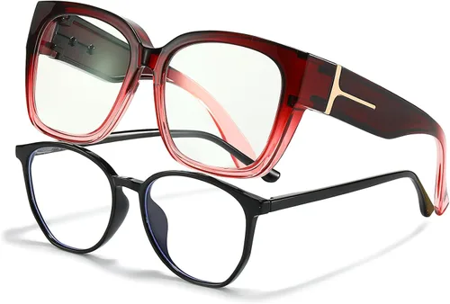 Miniatura 10 de LVIOE Lentes con filtro de luz azul para mujeres y hombres, anteojos de bloqueo de luz azul de gran tamaño para llevar sobre anteojos LB7511