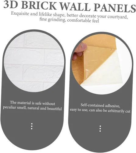 Miniatura 8 de DOITOOL 20 calcomanías de pared estéreo 3D, calcomanías de pared 3D, paneles de pared 3D, paneles de pared de ladrillo sintético 3D, calcomanías