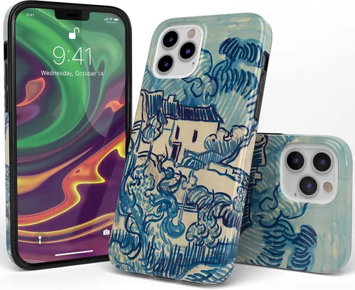 Miniatura 3 de Casely Funda para iPhone 12/12 Pro Van Gogh Paisaje con casas Diseño clásico ultra delgado