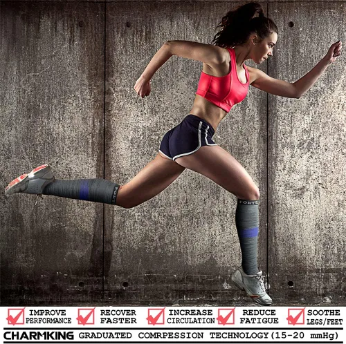 Miniatura 68 de CHARMKING - Calcetines de compresión para mujeres y hombres (3 pares), 15-20 mm Hg, el mejor apoyo para atletismo, running o ciclismo, mejora