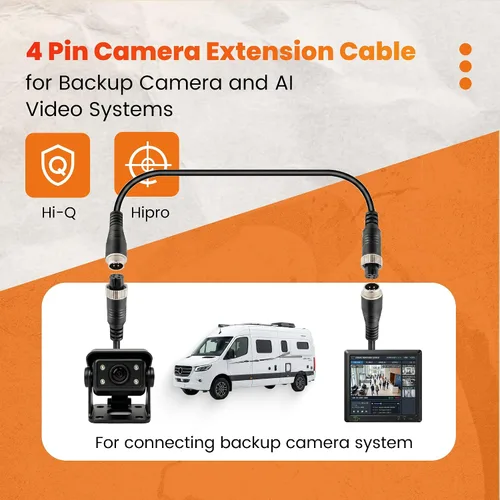 Miniatura 6 de Cable de extensión de video de aviación de 4 pines de 10 pies/3M para cámaras de visión trasera CCTV y monitores de respaldo de vehículos