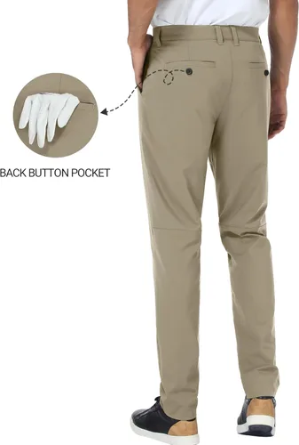 Miniatura 4 de SPECIALMAGIC Pantalones de golf elásticos para hombre, vestido de ajuste relajado, impermeable, casual, de secado rápido, pantalones de trabajo