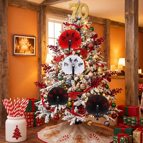 Miniatura 5 de Jetec 5 abanicos de mano plegables chinos, abanicos de mano de papel japonés oriental para decoración de fiestas de boda, juego de fanáticos