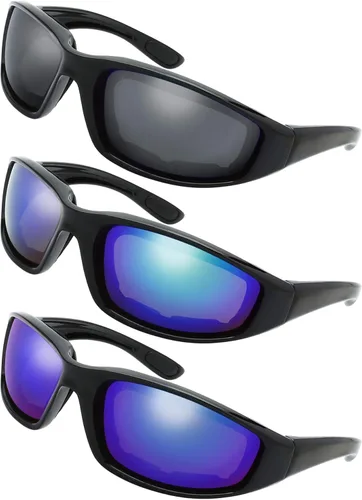 Miniatura 9 de Gafas de Motocicleta con Marco Acolchado y Lentes que Bloquean 100% UVB/UVB para Actividades al Aire Libre y Deportes 5-negro mate