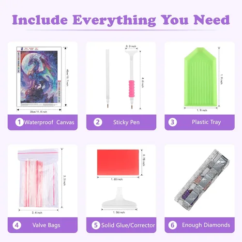 Miniatura 5 de SENQAO Kits de arte de diamantes de dragón para adultos – Kits de arte de diamantes 5D para bricolaje, pinturas de puntos de diamante con diamantes