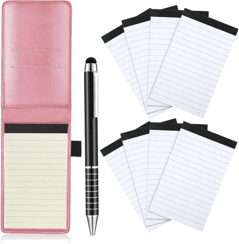 Miniatura 8 de Juego de bloc de notas pequeño, 10 piezas, incluye mini soporte para bloc de notas con 50 hojas con reglones, bolígrafo de metal y 8 cuadernillos