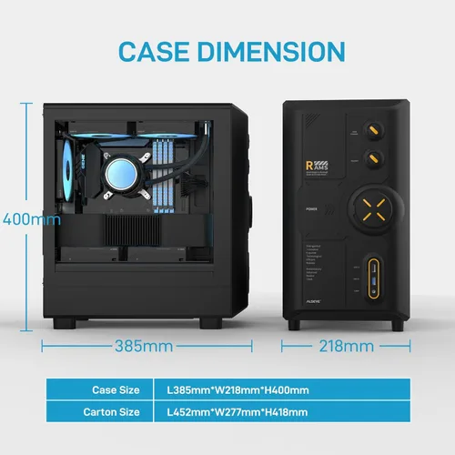 Miniatura 6 de ALSEYE Rams2.0 - Carcasa de PC de torre media Micro-ATX/ITX MATX, panel lateral de vidrio templado, filtros de polvo de control ARGB compatibles