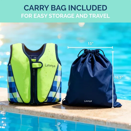 Miniatura 8 de Limmys Chaleco de natación para niños pequeños y niños, ayuda de natación de flotabilidad ajustable, certificado de seguridad CE, diseño galardonado