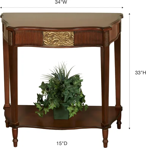 Miniatura 3 de Touch of Class Sarantino - Mesa consola de madera – Cereza natural con detalles dorados envejecidos – Muebles tradicionales decorativos Regal