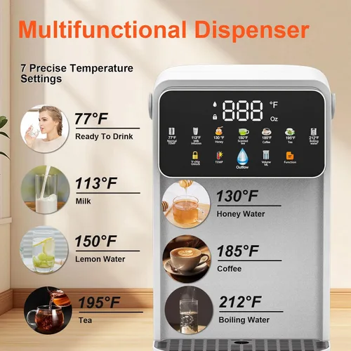 Miniatura 4 de Dispensador de agua caliente instantáneo para calefacción rápida y diseño silencioso, ajustable 7 TEMP y 7 dispensador de volumen de agua, tanque
