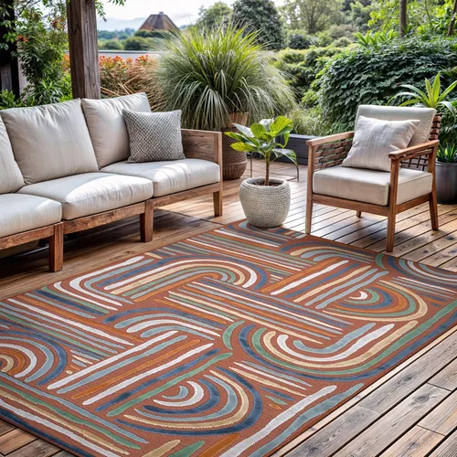 Miniatura 67 de CAMILSON Alfombra para Interiores y Exteriores, Alfombras de Área Azules 5x7 con Hojas Tropicales Botánicas para Patios Interiores y Exteriores