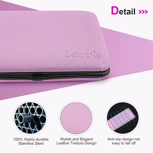 Miniatura 5 de Juego de manicura profesional de pedicura, kit de cortaúñas – 18 herramientas para el cuidado de uñas – Kit de aseo con lujosa funda de viaje Púrpura