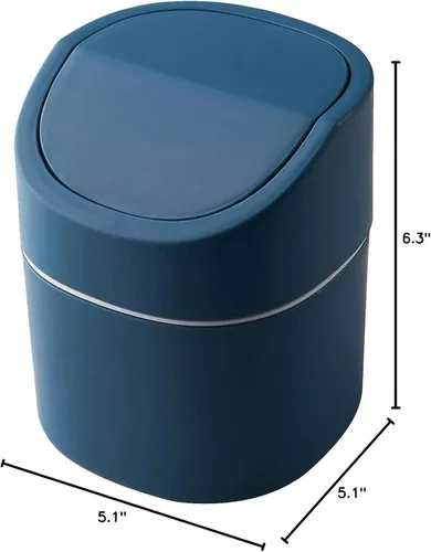 Miniatura 6 de Mini bote de basura con tapa para escritorio, pequeño bote de basura para tocador de baño, escritorio, mesa o mesa de centro, desecha rondas