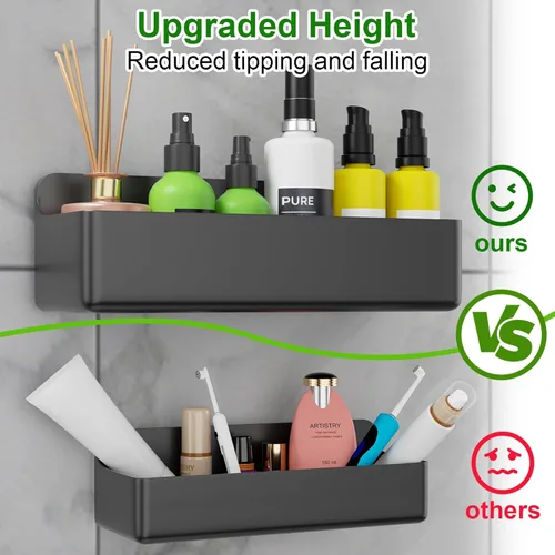 Miniatura 4 de Paquete de 6 estantes de ducha adhesivos inoxidables para ducha interior, sin perforaciones, organizador de baño y almacenamiento grande con soporte