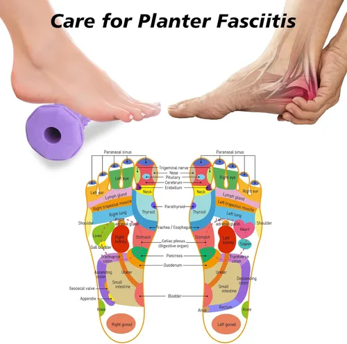 Miniatura 6 de Juego morado para aliviar la fascitis plantar, masajeador de rodillos de pies, bola de lacrosse de masaje, juego de terapia de bola puntiaguda