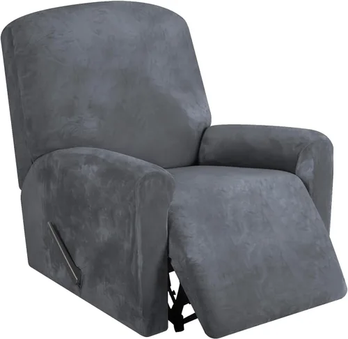 Miniatura 19 de FestiCorp Fundas para sillón reclinable de terciopelo real, 4 piezas de fundas para sillón reclinable pequeño Lazy Boy, fundas elásticas para sofá