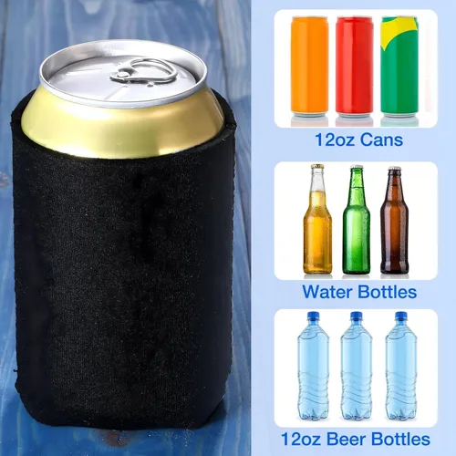Miniatura 4 de CHENGU Paquete de 60 fundas para enfriar latas de neopreno en blanco, fundas aislantes de bebidas, plegables para fiestas, eventos o bodas