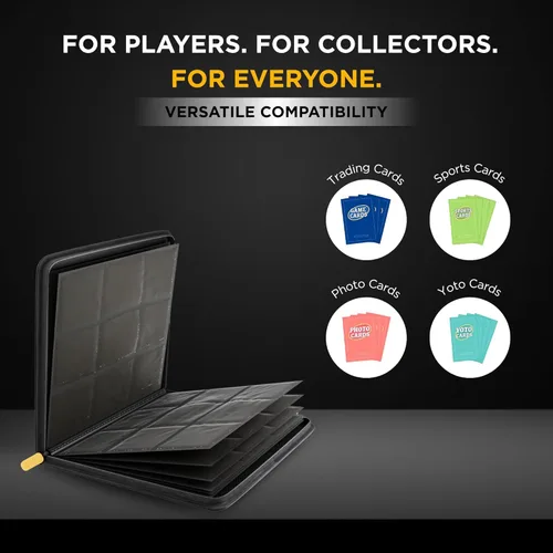 Miniatura 5 de Card Guardian - Carpeta negra prémium de 9 bolsillos con zíper para 360 tarjetas - Carpeta para cartas coleccionables con bolsillos de entrada Negro