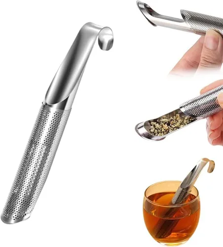 Infusor de té, colador de té de hojas sueltas con asa de gancho colgante, bolsas de acero inoxidable para hojas sueltas, artefacto creativo de tubo