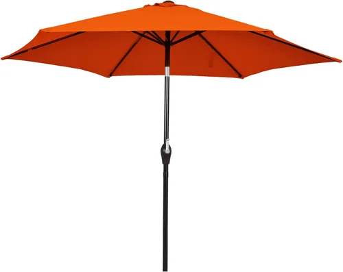 Miniatura 8 de Tangkula Sombrilla de patio de 9 pies, sombrilla de mesa de mercado al aire libre con botón de ajuste de inclinación, manivela y 6 varillas Naranja