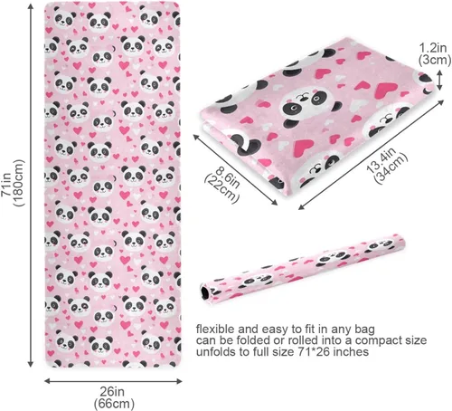 Miniatura 6 de Pandas Pink Hearts Yoga Mat Non Slip Thick Kids Eco Friendly Rubber Workout Foldable Yoga Mat Women Exercise